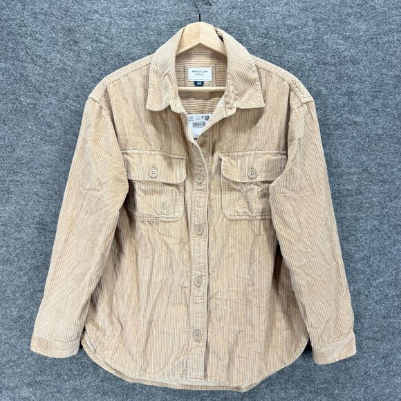American Eagle Outfitters Tops - New American Eagle Shirt Women S Small Beige Button Up Collared Long Sleeve